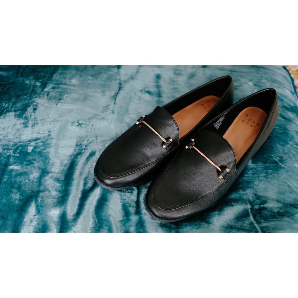 Black loafers with gold detail - A New Day